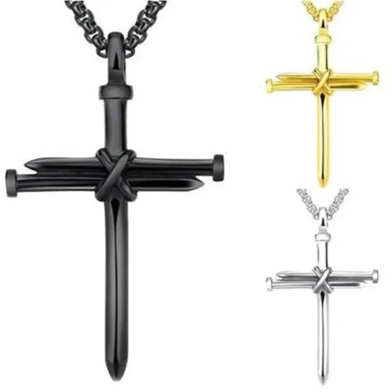 Iron Nail Cross Pendant Necklace for Men - ZA-Zola