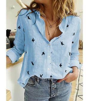 Loose Cotton Linen Long Sleeve Shirt for Women - ZA-Zola