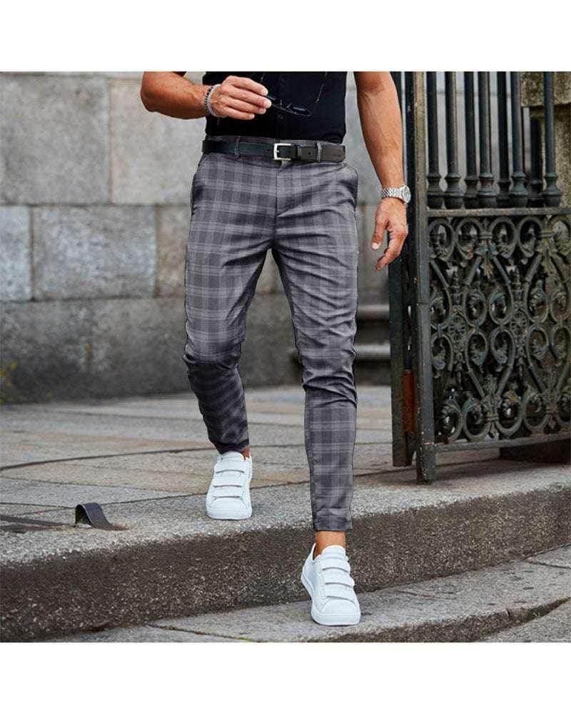 Plaid Print Men's Casual Trousers - Loose & Comfortable - ZA-Zola