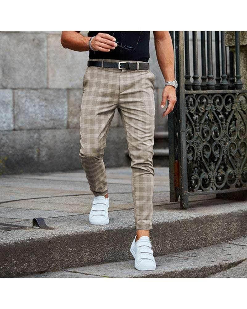 Plaid Print Men's Casual Trousers - Loose & Comfortable - ZA-Zola