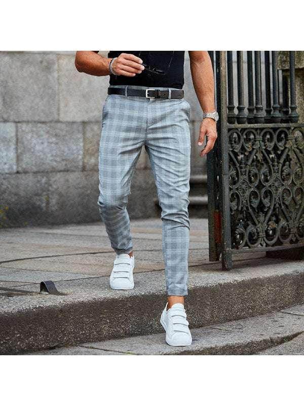 Plaid Print Men's Casual Trousers - Loose & Comfortable - ZA-Zola