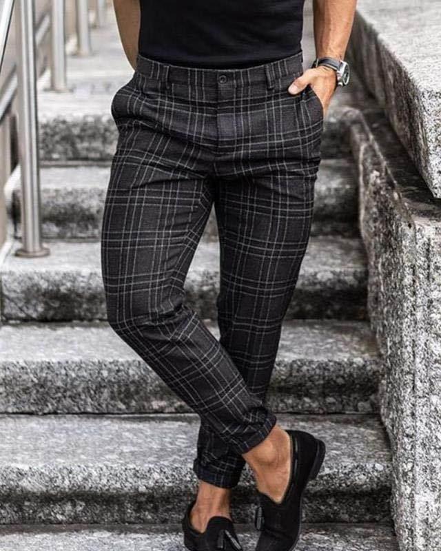 Plaid Print Men's Casual Trousers - Loose & Comfortable - ZA-Zola