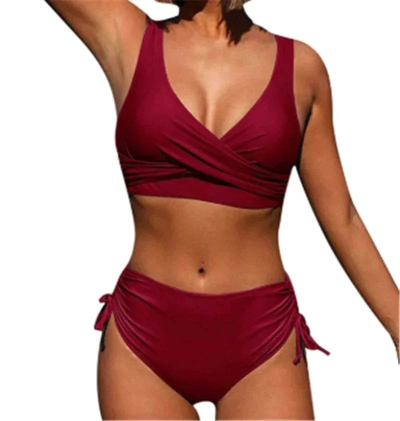 Sexy High Waist Bikini with Rope Detail - ZA-Zola