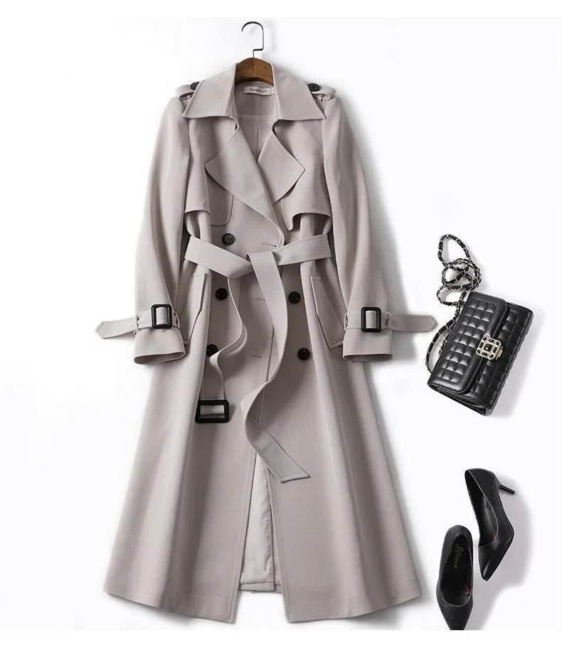 Double-Breasted Mid-Length Trench Coat for Women - ZA-Zola