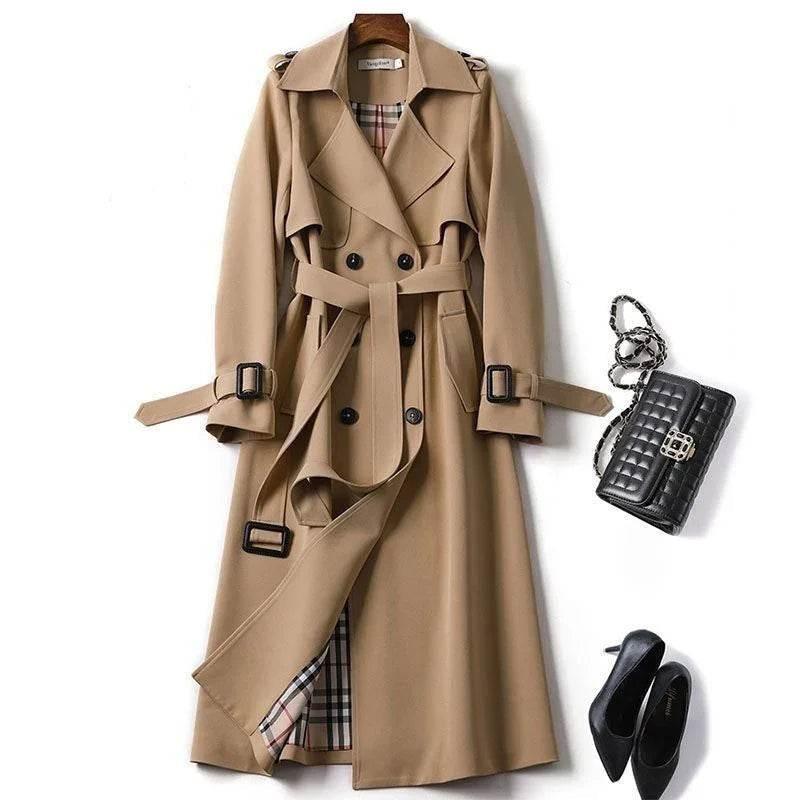 Double-Breasted Mid-Length Trench Coat for Women - ZA-Zola