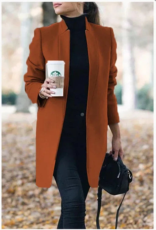 Women’s Stand-Up Collar Woolen Blazer | European Style - ZA-Zola
