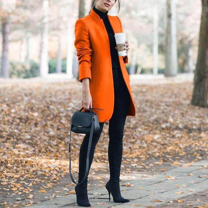 Women’s Stand-Up Collar Woolen Blazer | European Style - ZA-Zola