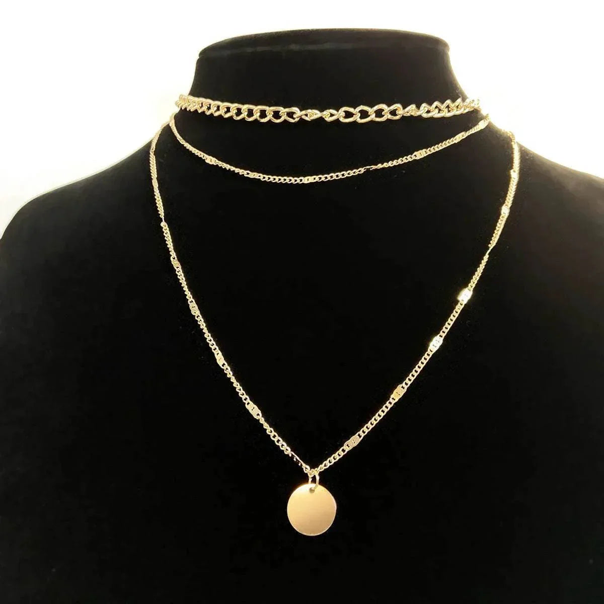 Layered Disc Pendant Clavicle Necklace Women - ZA-Zola