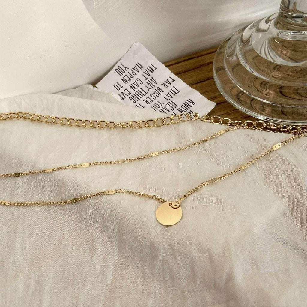Layered Disc Pendant Clavicle Necklace Women - ZA-Zola