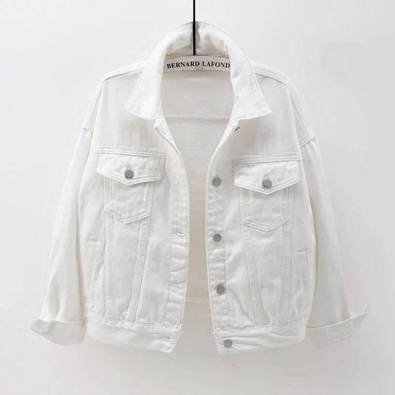 Women'S Plus Size Denim Jacket White - ZA-Zola