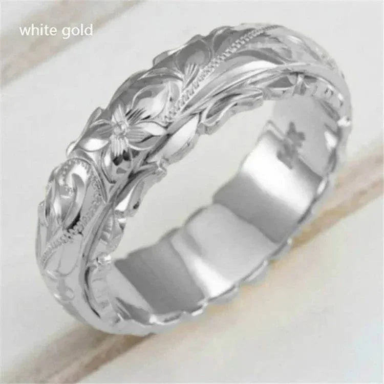 Gold Carved Rose Flower Ring for Women - ZA-Zola