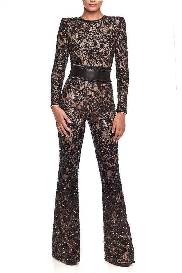 Lace Celebrity Style Slim Fit Jumpsuit for Women - ZA-Zola