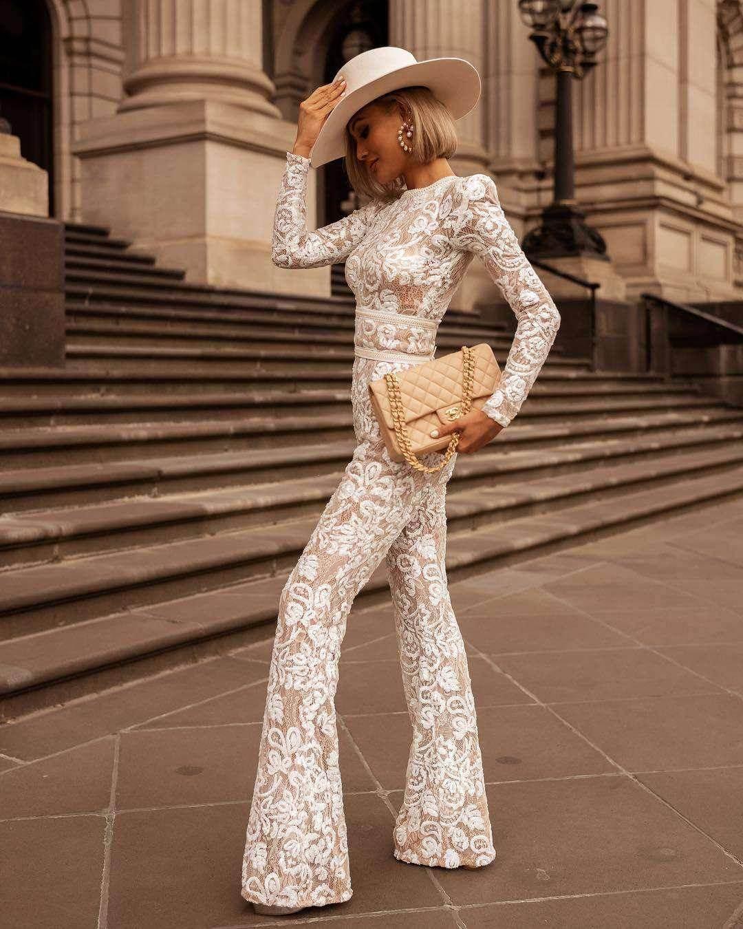 Lace Celebrity Style Slim Fit Jumpsuit for Women - ZA-Zola