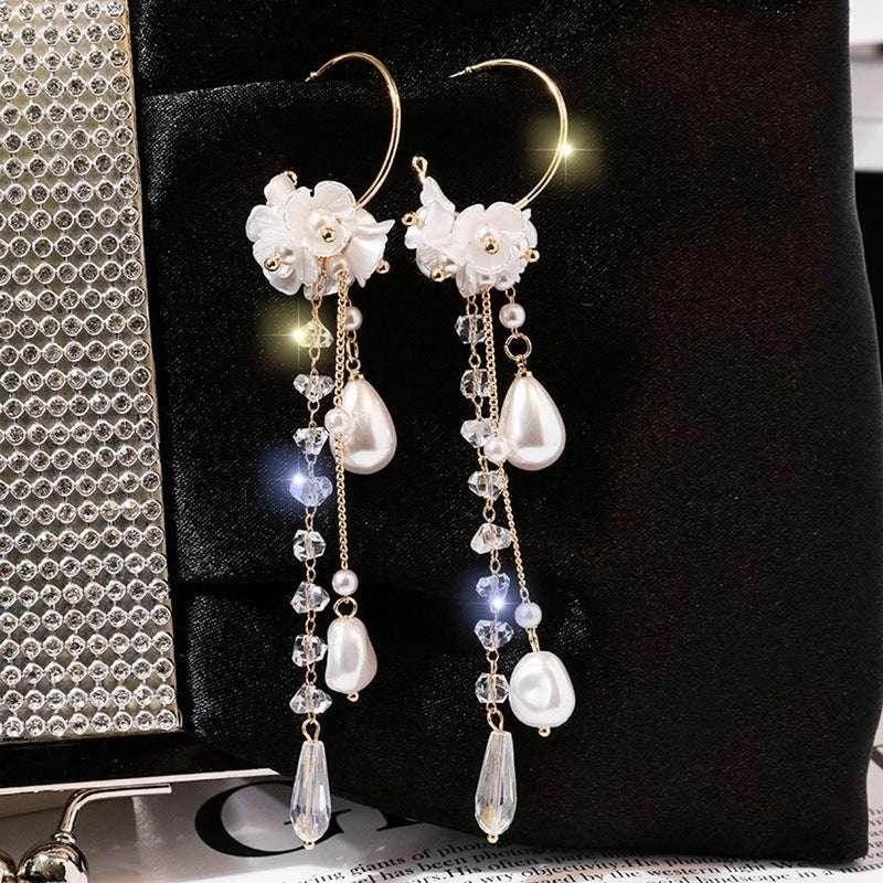 Statement Earrings – Red Rose Tassel Floral Drop - ZA-Zola