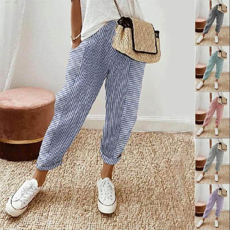 Striped Summer Loose Pants – Women’s Casual Trousers - ZA-Zola