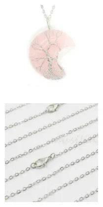 Natural Crystal Crescent Moon Pendant Necklace - ZA-Zola