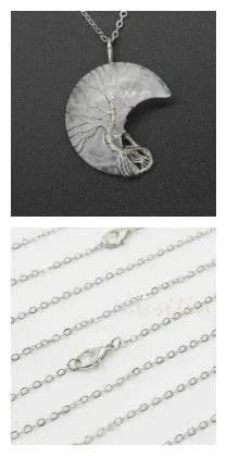 Natural Crystal Crescent Moon Pendant Necklace - ZA-Zola