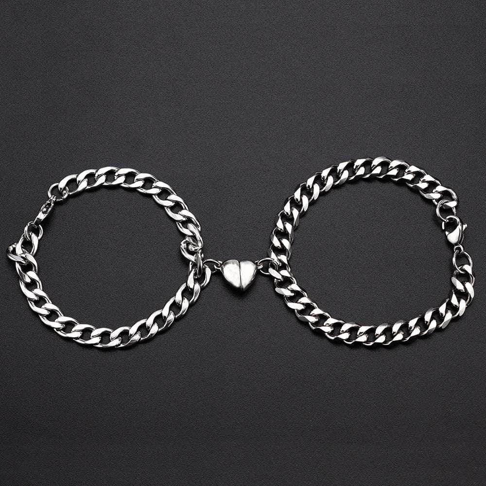 Magnetic Heart Couple Bracelets Titanium Steel - ZA-Zola
