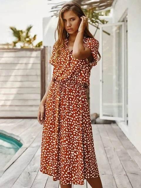 Printed Vacation Cake Skirt Maxi Dress - ZA-Zola