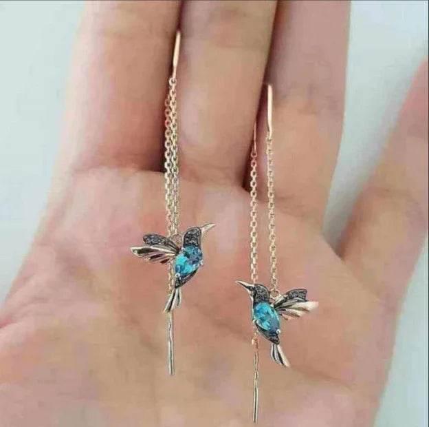 Zircon Bird Wing Earrings in Red & Blue – Elegant Shine - ZA-Zola