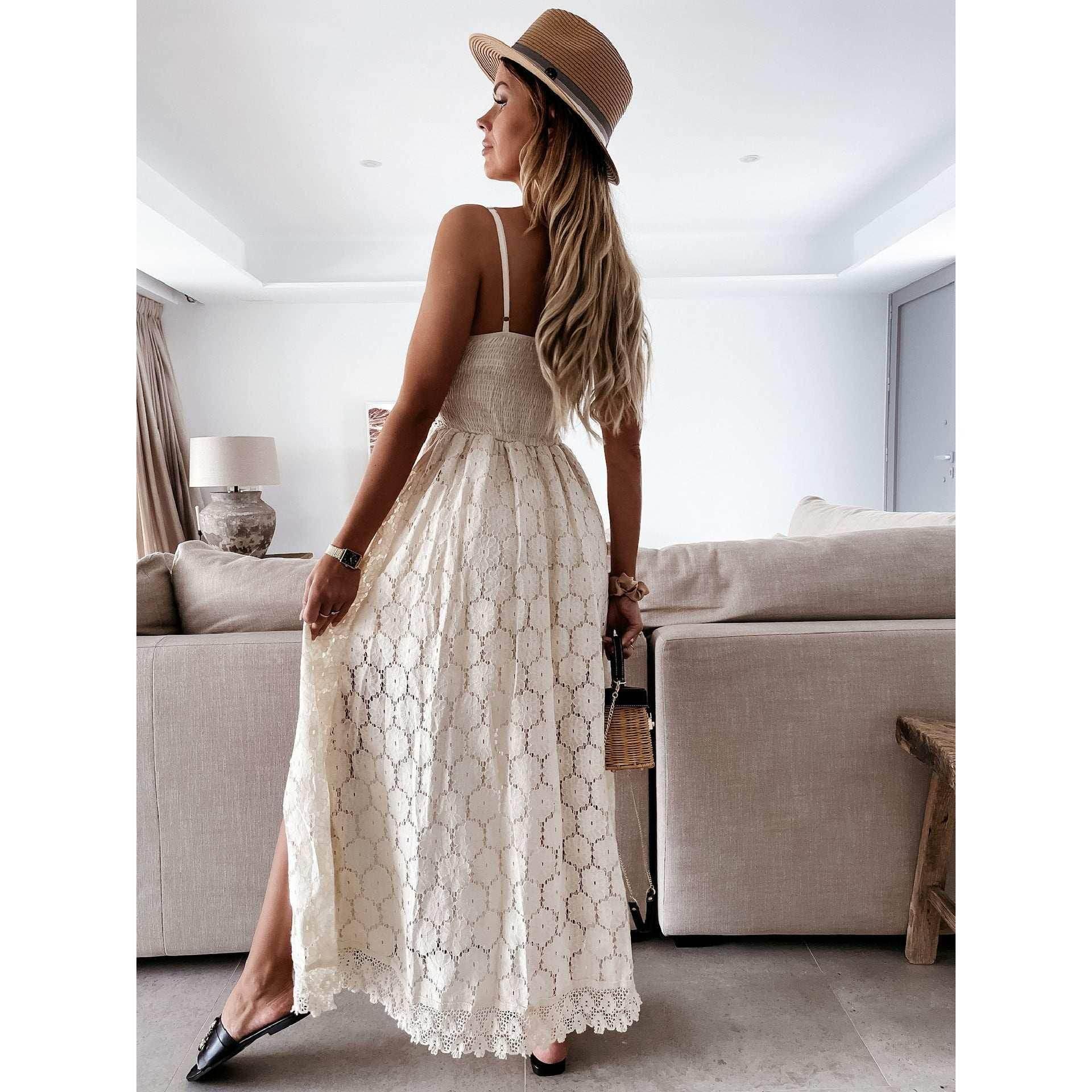 Sling Stitching Casual Hollow Lace Jumpsuit - ZA-Zola