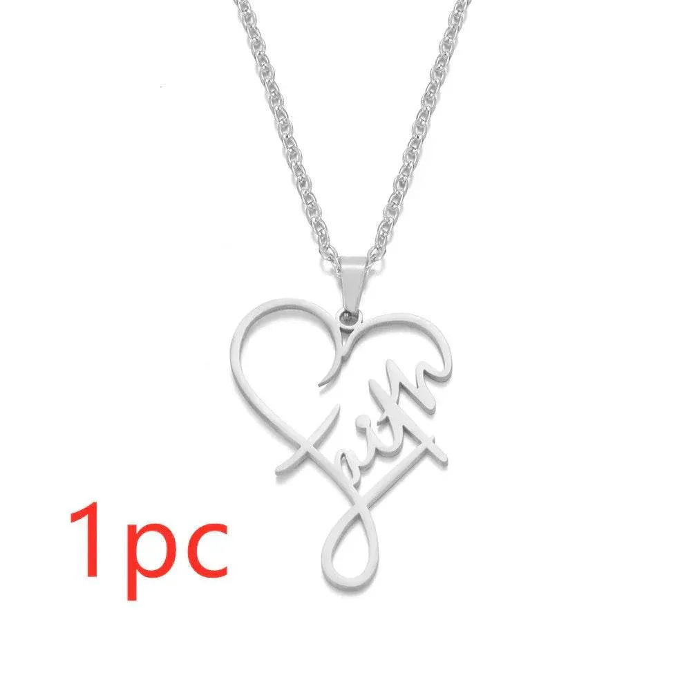 Heart of Faith Pendant – Stainless Steel Necklace - ZA-Zola