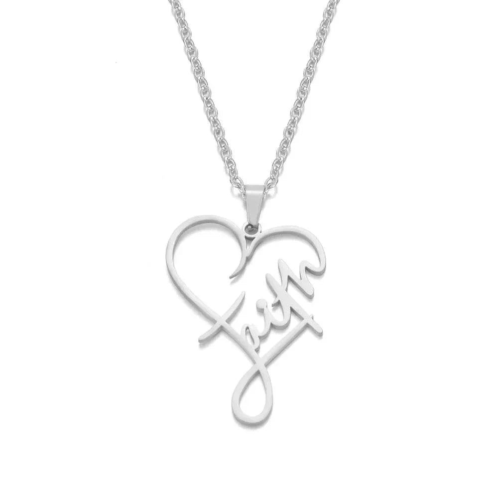 Heart of Faith Pendant – Stainless Steel Necklace - ZA-Zola