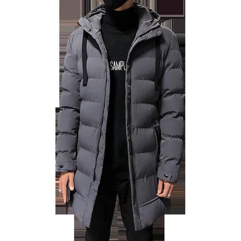 Men's Mid-Length Down Jacket – Warm, Stylish, Cotton Coat - ZA-Zola