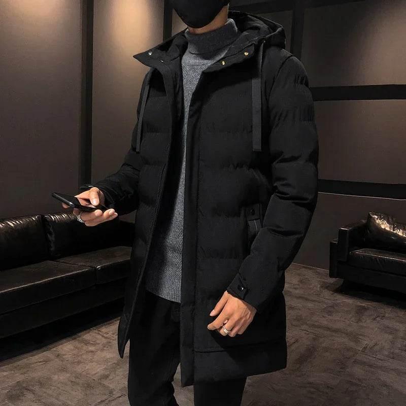 Men's Mid-Length Down Jacket – Warm, Stylish, Cotton Coat - ZA-Zola