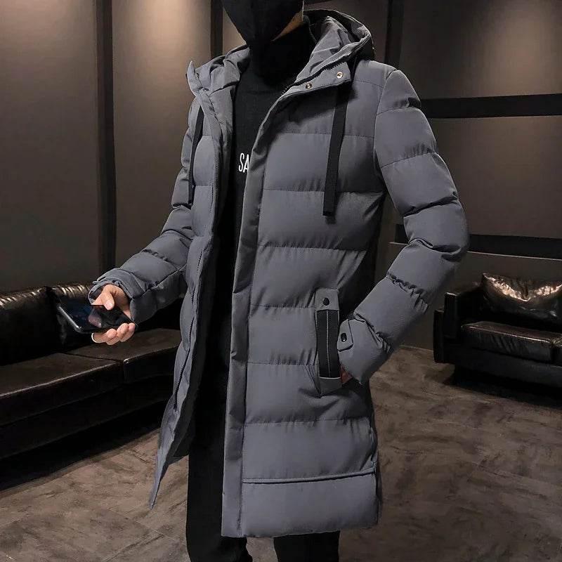 Men's Mid-Length Down Jacket – Warm, Stylish, Cotton Coat - ZA-Zola