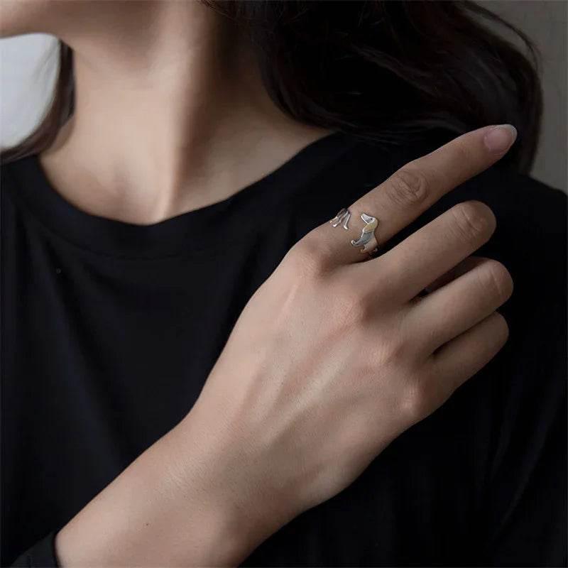 Sterling Silver S925 Dachshund Dog Ring - ZA-Zola