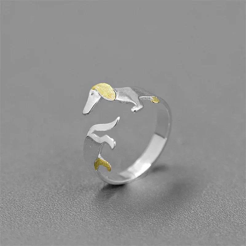 Sterling Silver S925 Dachshund Dog Ring - ZA-Zola