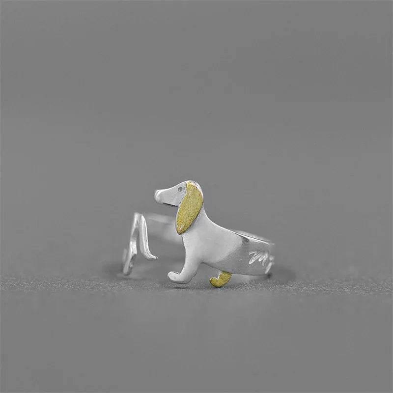 Sterling Silver S925 Dachshund Dog Ring - ZA-Zola
