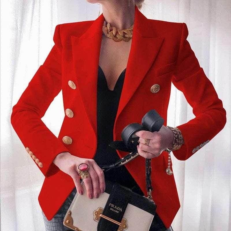 Casual Slim Fit Women's Suit Jacket – Solid Color - ZA-Zola