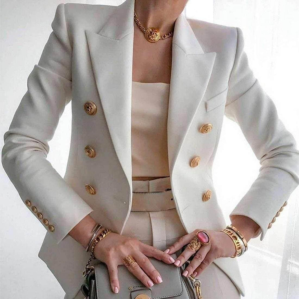 Casual Slim Fit Women's Suit Jacket – Solid Color - ZA-Zola