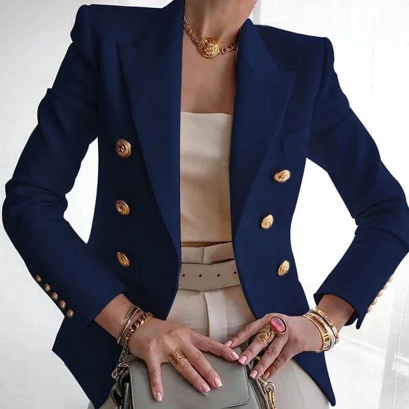 Casual Slim Fit Women's Suit Jacket – Solid Color - ZA-Zola