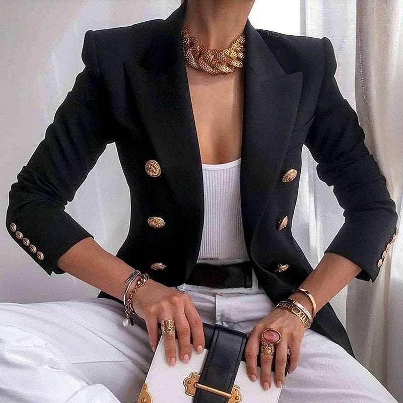 Casual Slim Fit Women's Suit Jacket – Solid Color - ZA-Zola