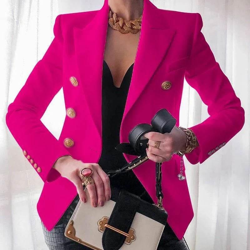 Casual Slim Fit Women's Suit Jacket – Solid Color - ZA-Zola