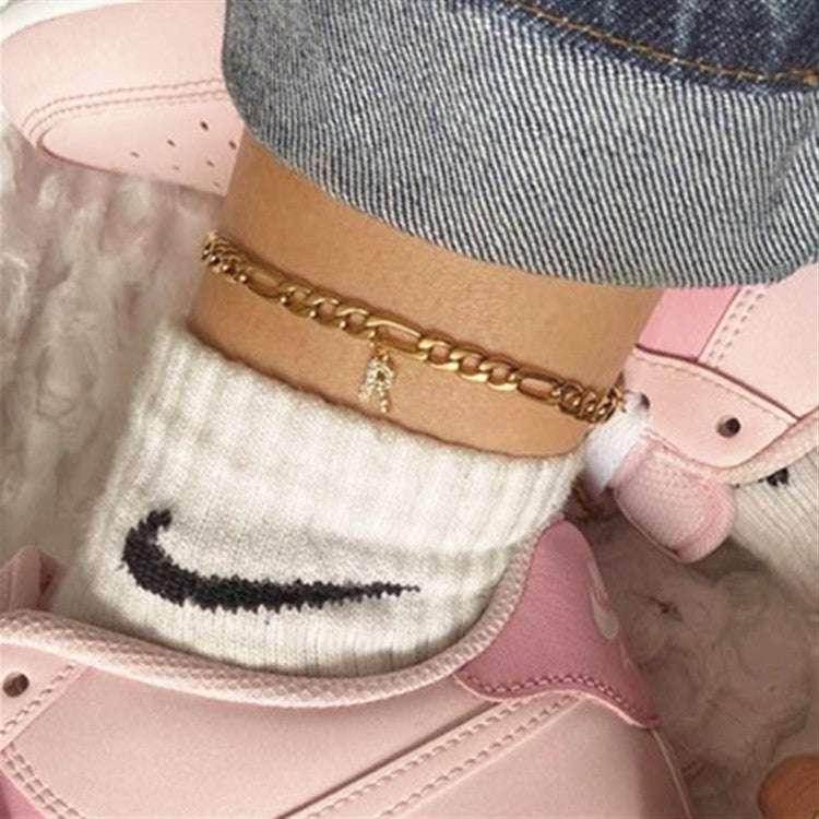 Trendy European & American Zircon Letter Anklet – Stylish Jewelry - ZA-Zola