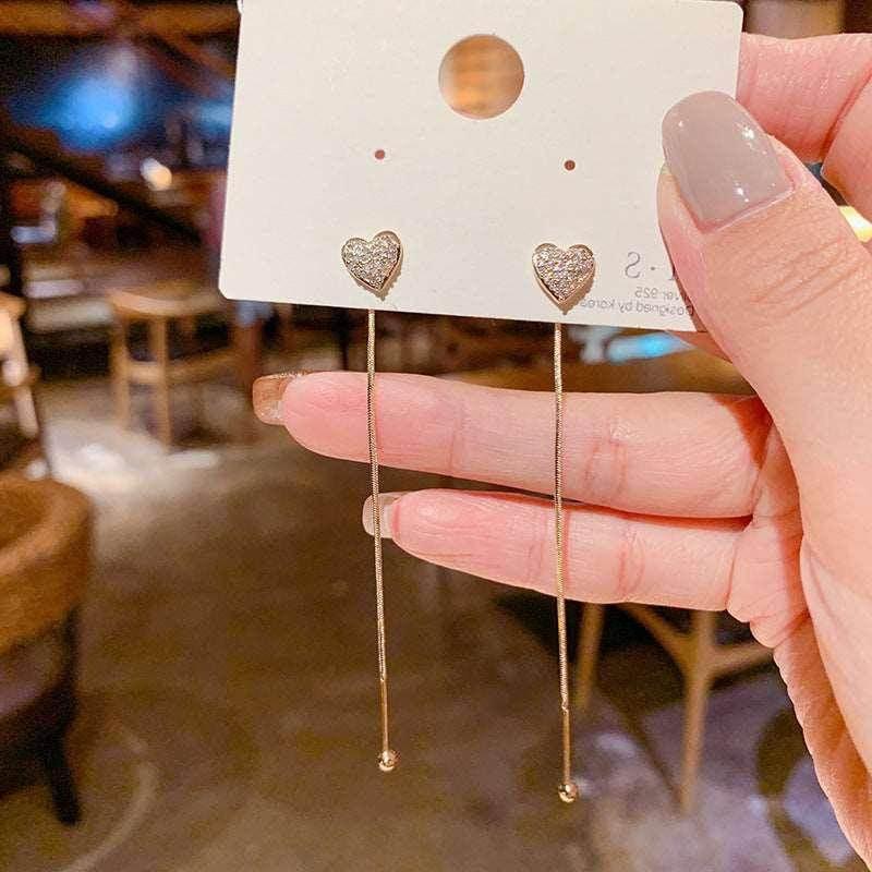 Long Pearl Tassel Earrings – Silver Elegance - ZA-Zola