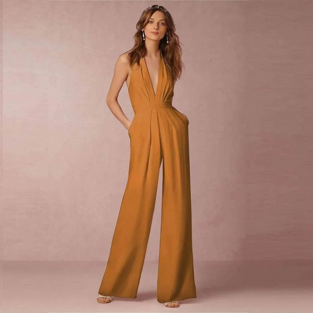 Sleeveless Halter Jumpsuit – Sexy & Chic Fit - ZA-Zola