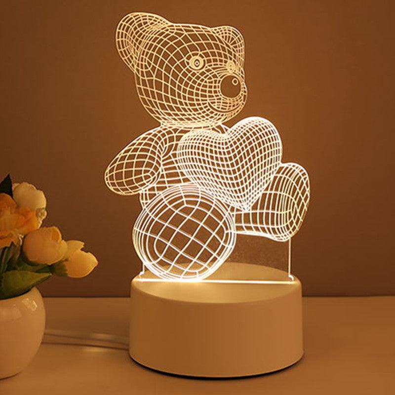 3D Acrylic USB LED Night Light | Neon Illusion Lamp for Room Decor