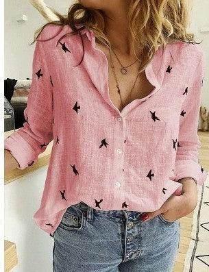 Loose Cotton Linen Long Sleeve Shirt for Women - ZA-Zola
