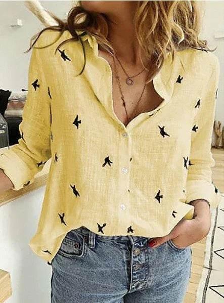 Loose Cotton Linen Long Sleeve Shirt for Women - ZA-Zola