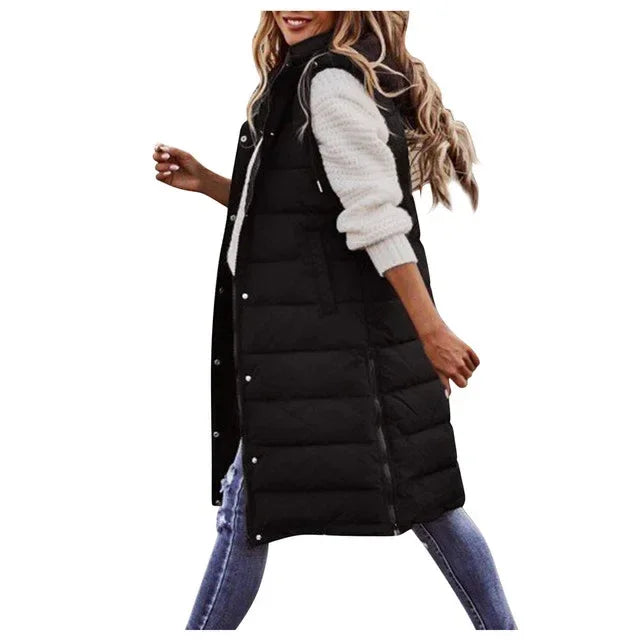 Women Sleeveless Down Jacket – Long Winter Puffer Coat - ZA-Zola