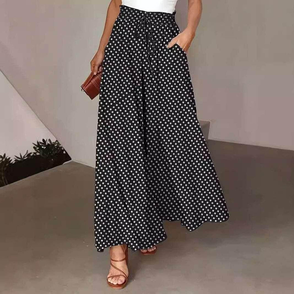Women’s Polka Dot Wide-Leg Pants with Pockets - ZA-Zola