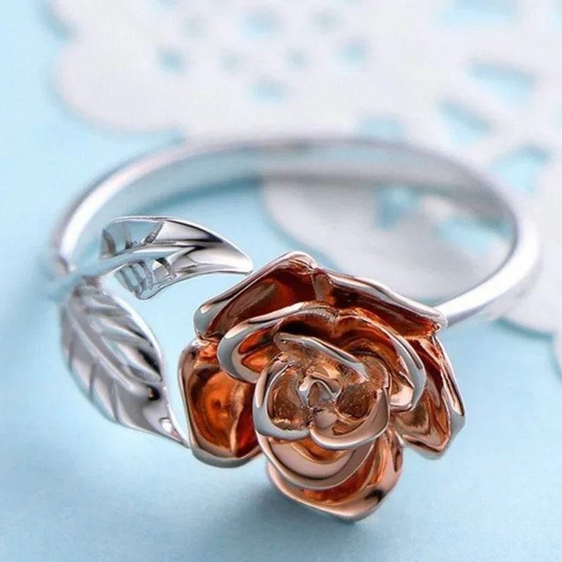 Elegant Rose Adjustable Ring with Zircon Shine - ZA-Zola