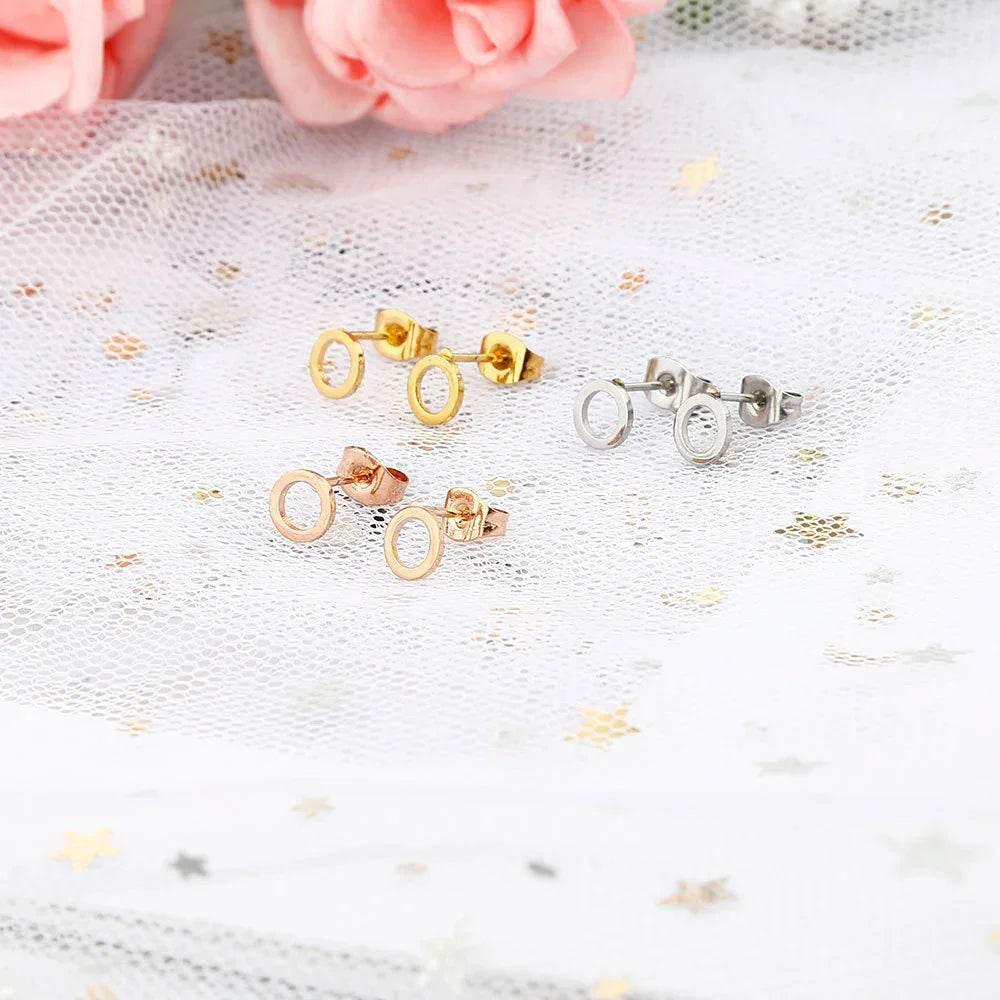 Round Titanium Steel Female Stud Earrings – Versatile Design Titanium Steel Earrings - ZA-Zola