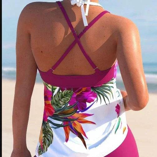 Ladies New Large Flower Split Women's Swimsuit (M–3XL) - ZA-Zola