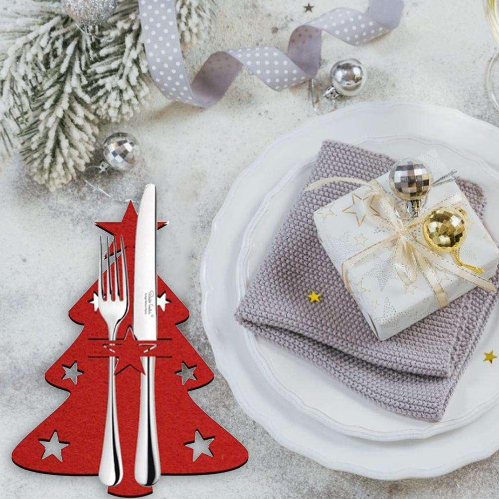 Christmas Tree Cutlery Set – 4-Piece Festive Red Table Decor - ZA-Zola